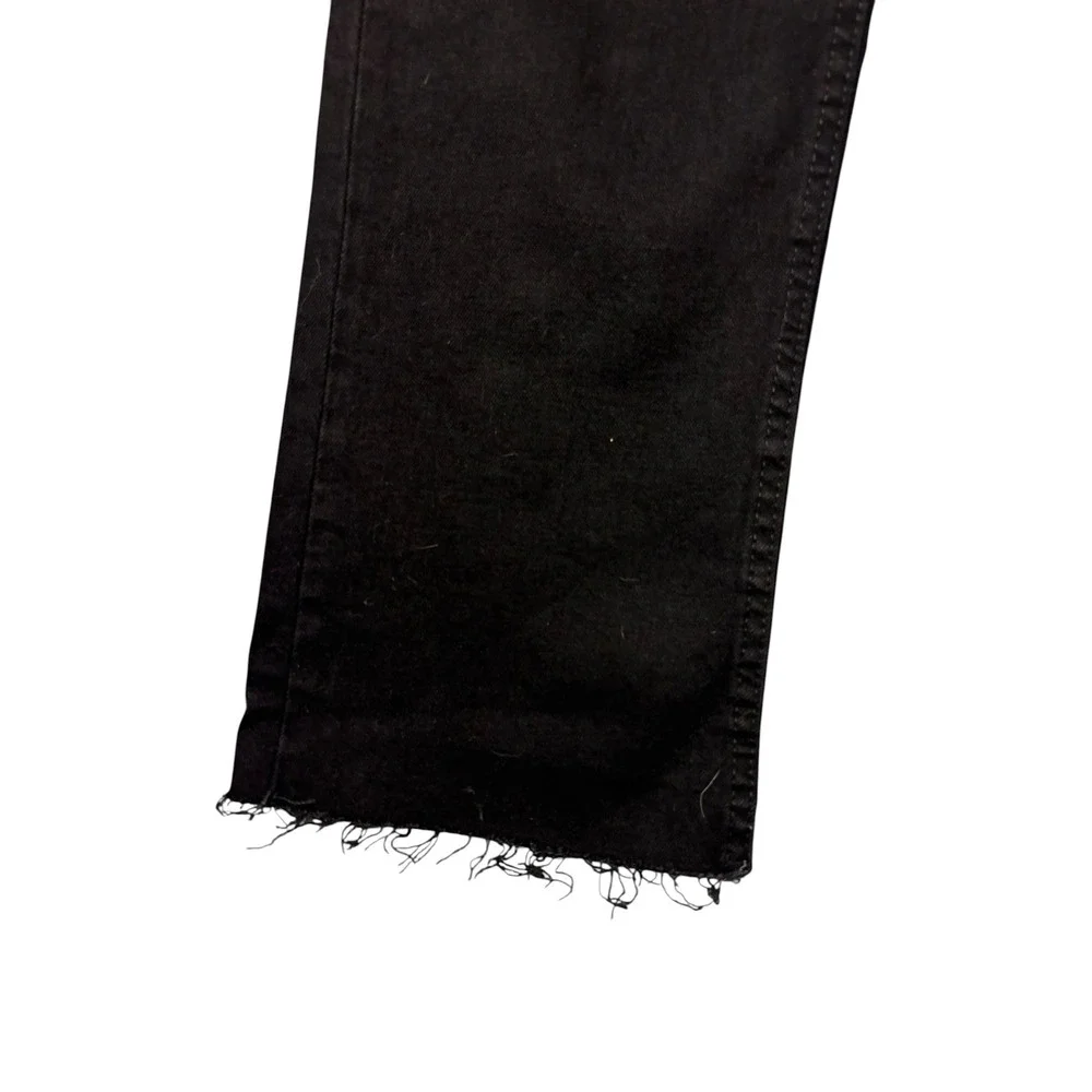 Zara‎ Womens Black High Rise Straight Leg Jeans Raw Hem Size 6